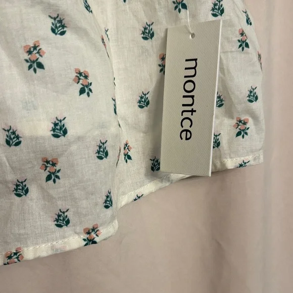 Montce Fruity Floral Crop Top and Headband, Size M, Color Ivory/Green/Pink - Picture 5 of 12